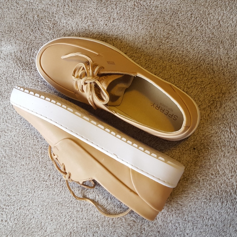 Women's Sperry Waterproof Boat Shoes Biege Sz8m